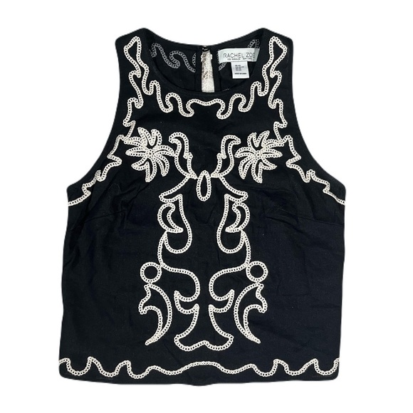 Rachel Zoe Tops - Rachel Zoe Black and White Embroidered Tank Top